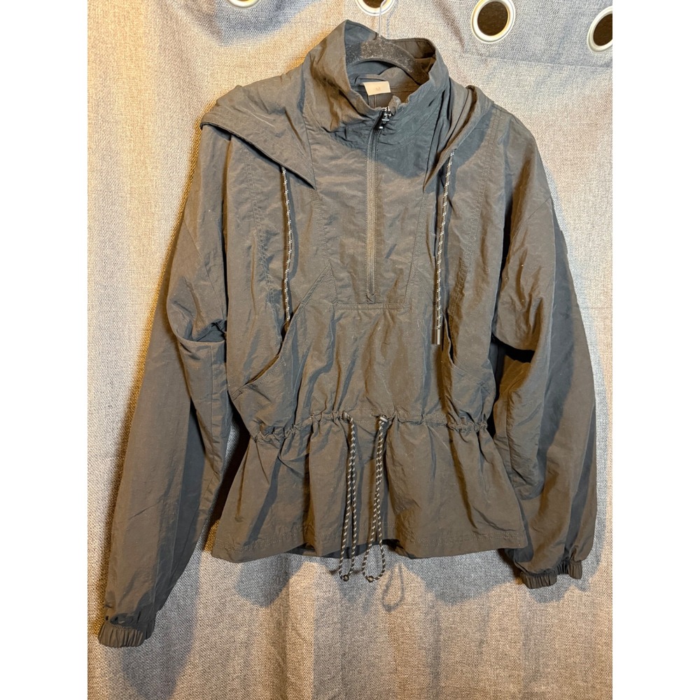 CALIA Womens Hooded Windbreaker Pure Black Water Repellent Jacket WAX14309 M